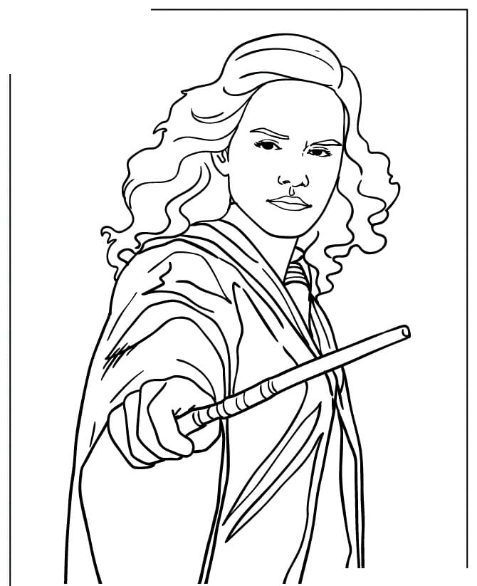 Desenho de Hermione Granger Simples para Colorir