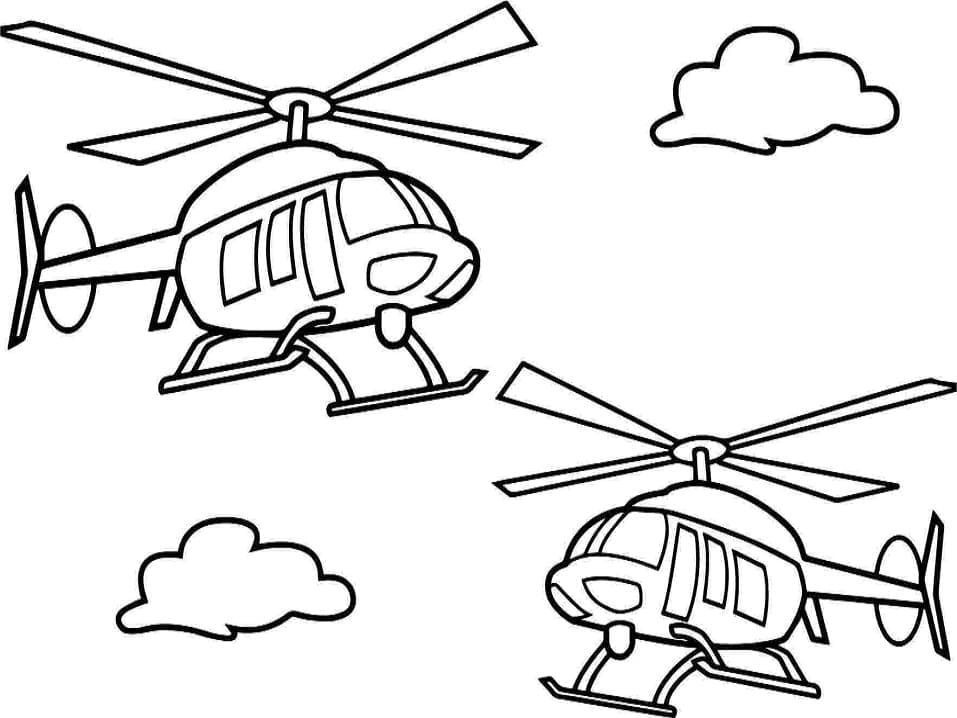 Desenho de Dois Helicópteros para Colorir