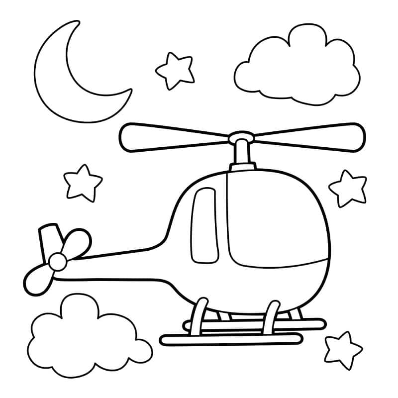 Desenho de Helicóptero Adorável para Colorir