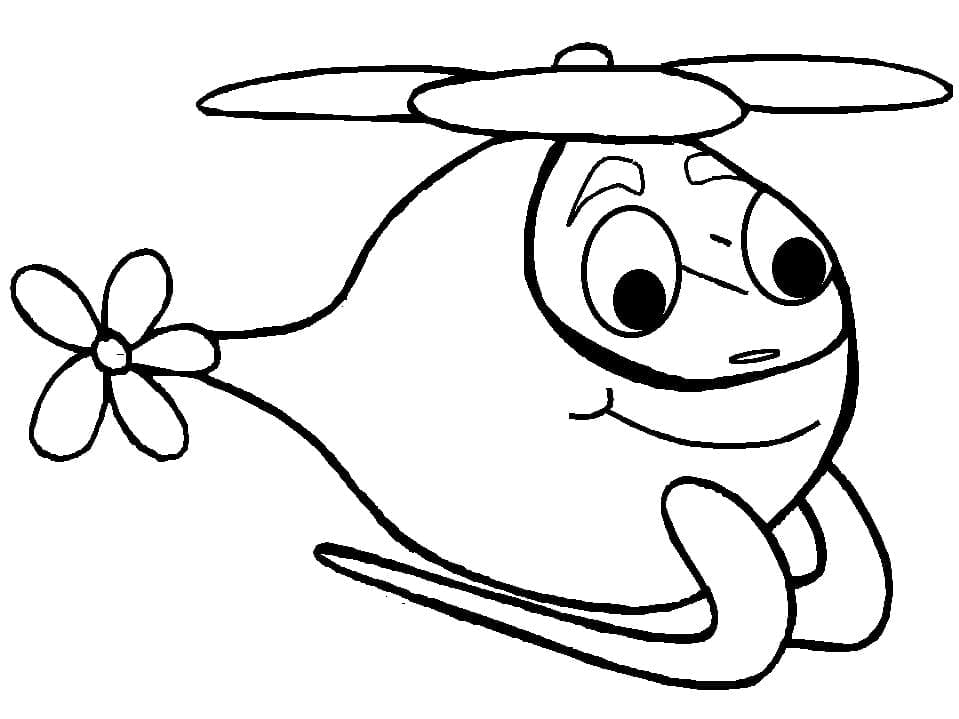 Desenho de Helicóptero Animado para Colorir