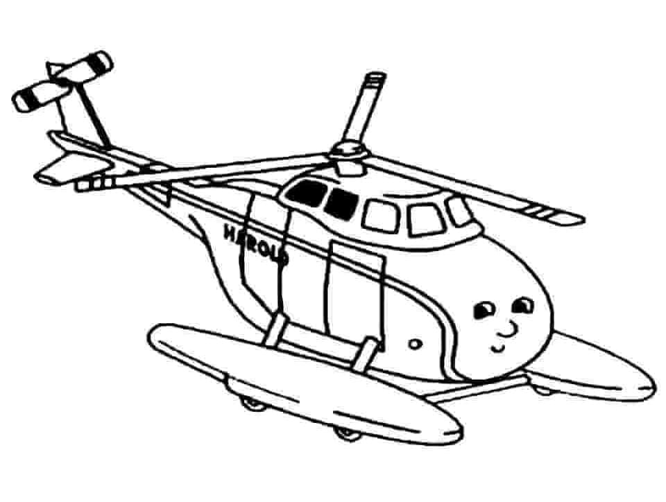 Desenho de Helicóptero de Desenho Animado para Colorir