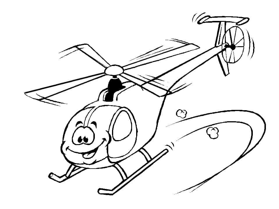 Desenho de Helicóptero Engraçado para Colorir