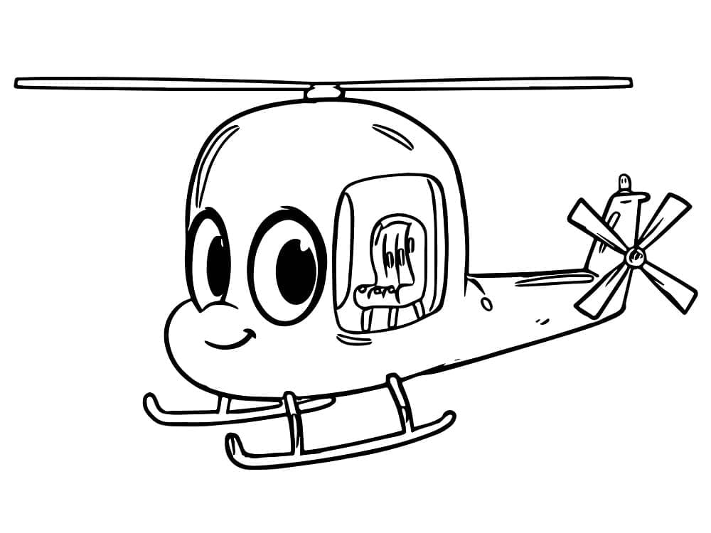 Desenho de Helicóptero Fofo para Colorir