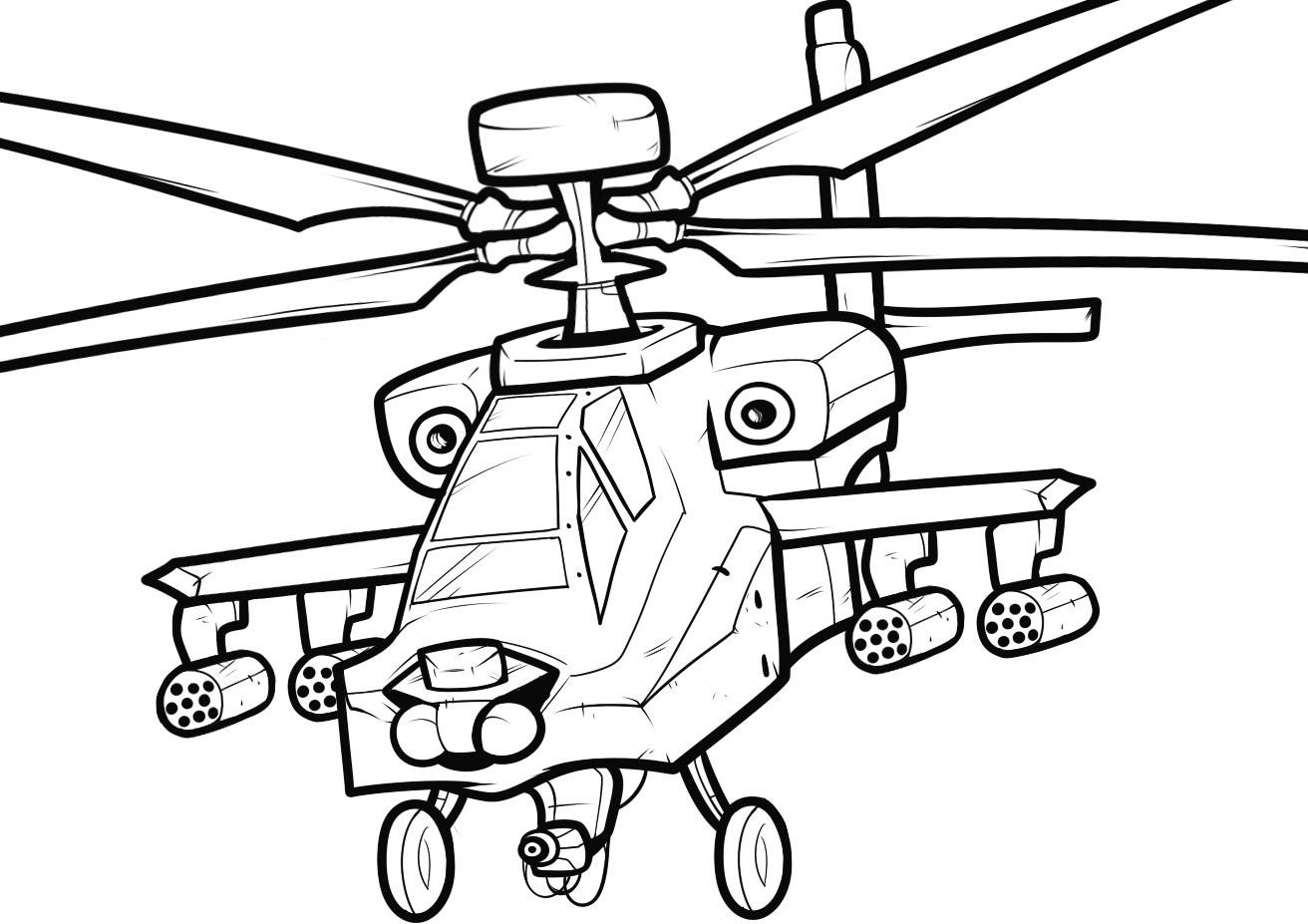 Desenho de Helicóptero Kawaii para Colorir
