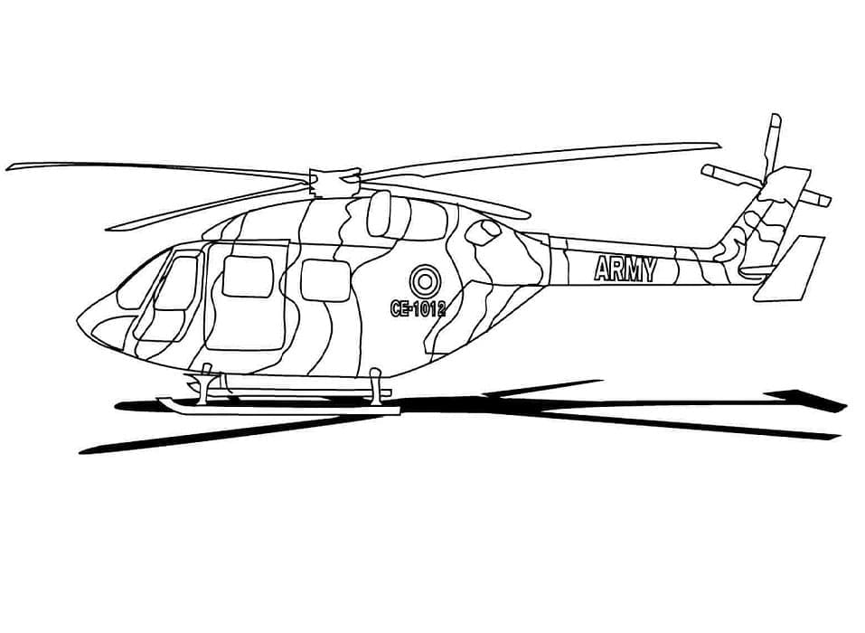 Desenho de Helicóptero Militar Grátis para Colorir de Graça