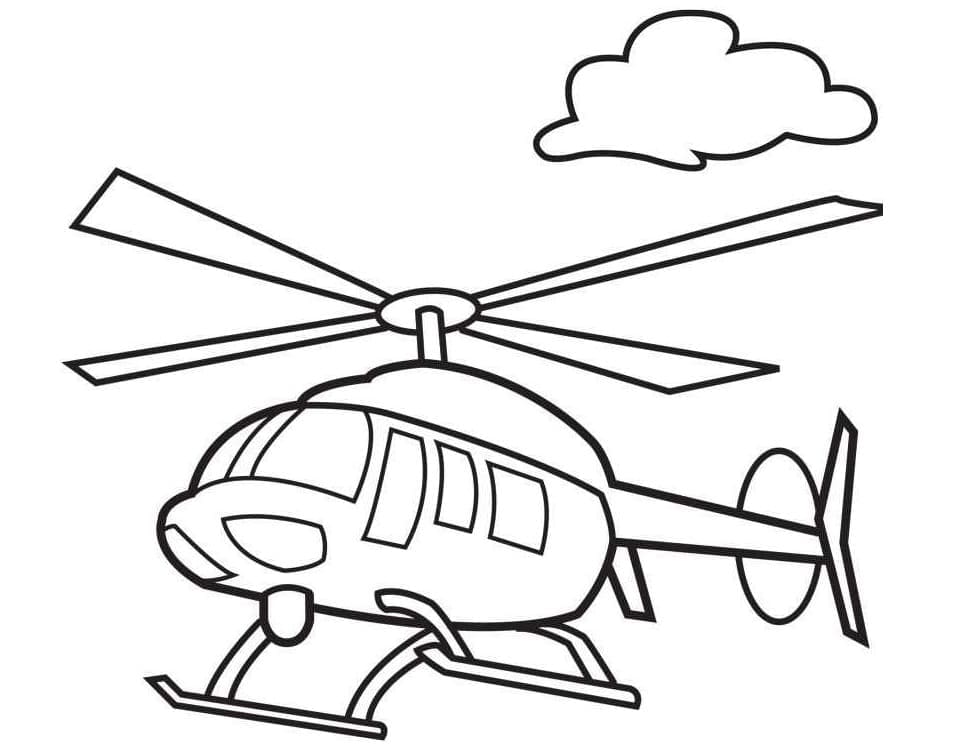 Desenho de Helicóptero no Céu para Colorir