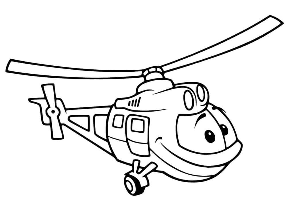 Desenho de um Helicóptero de Desenho Animado para Colorir