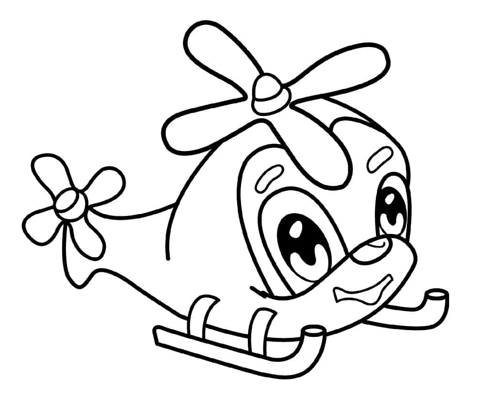 Desenho de um Helicóptero Fofo para Colorir