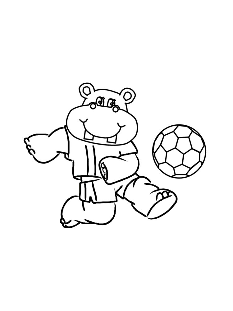 Desenho de Hipopótamo Jogando Futebol para Imprimir