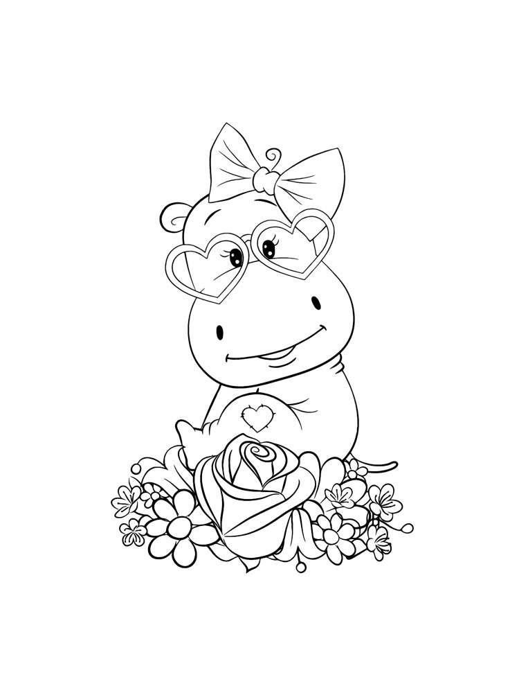 Desenho de Hipopótamo Sentado para Colorir