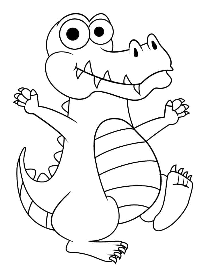 Desenho de Jacaré Alegre para Colorir