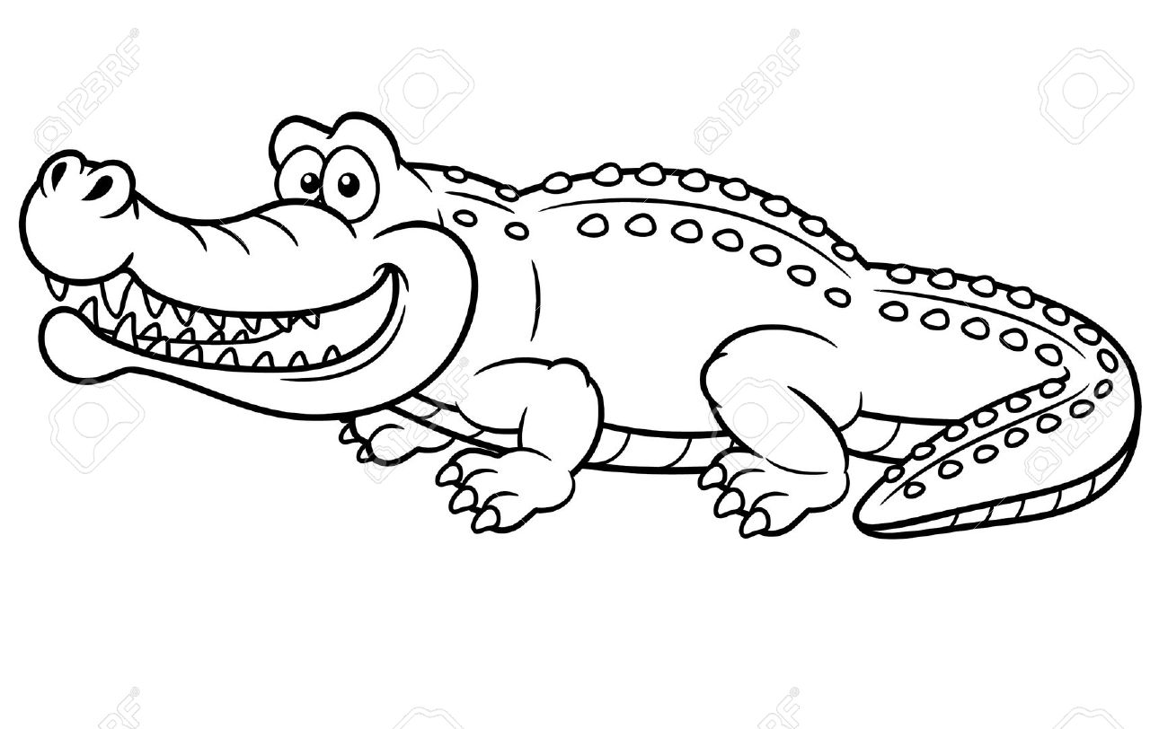 Desenho de Jacaré Alligator para Colorir A4