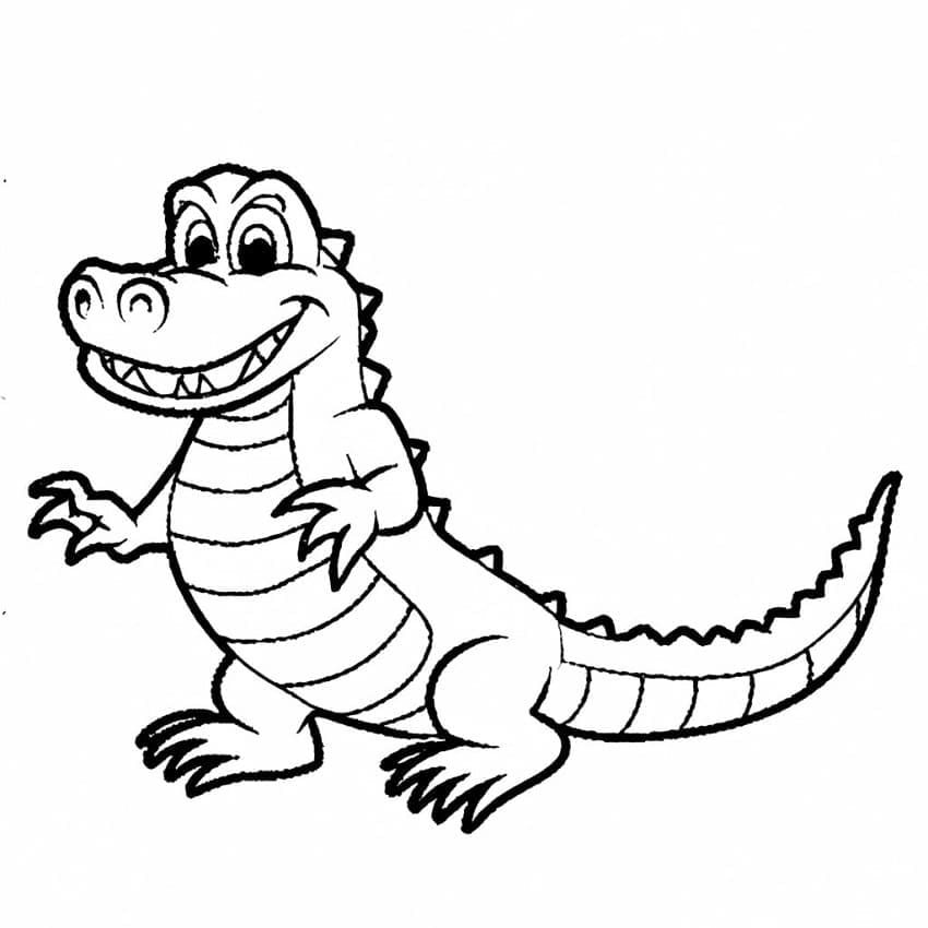 Desenho de Jacaré de Desenho Animado para Colorir