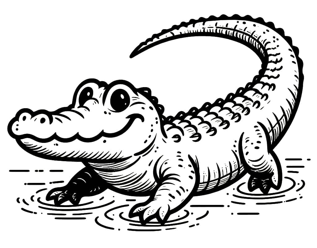 Desenho de Jacaré Imprimivel para Colorir