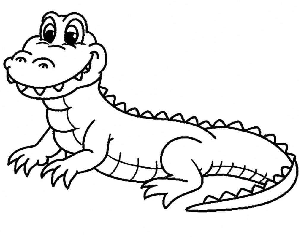 Desenho de Jacaré Sorridente para Colorir