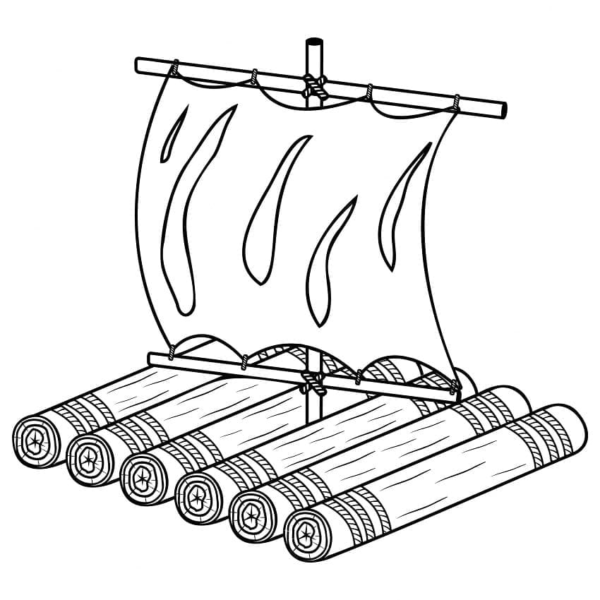 Desenho de Jangada para Colorir Figurá Grátis