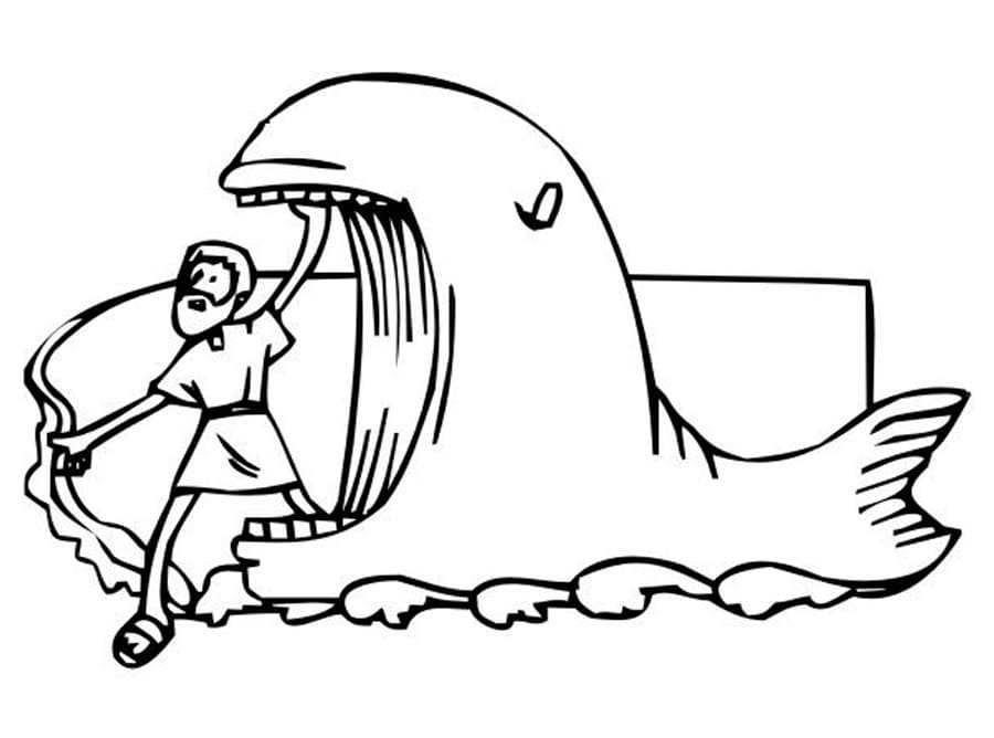 Desenho de Jonas e a Baleia Grátis para Colorir