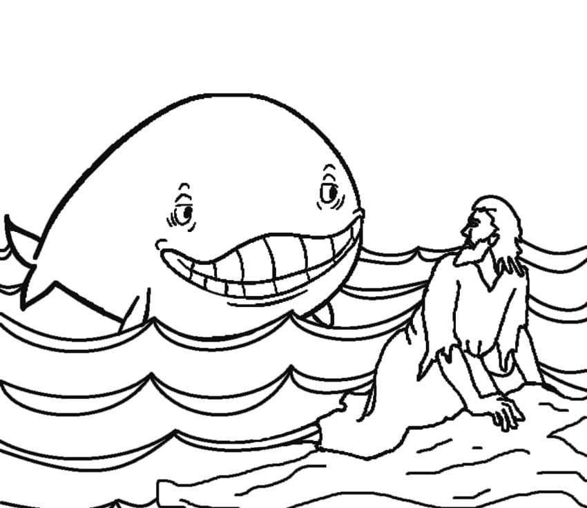 Desenho de Jonas e a Baleia para Crianças para Colorir