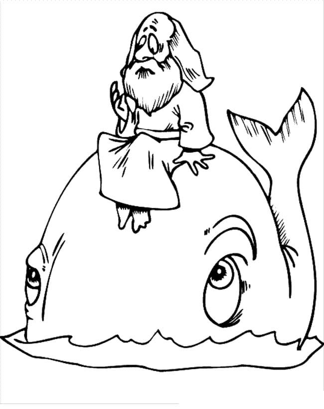 Desenho de Jonas e a Baleia Arrependimento para Colorir Pdf
