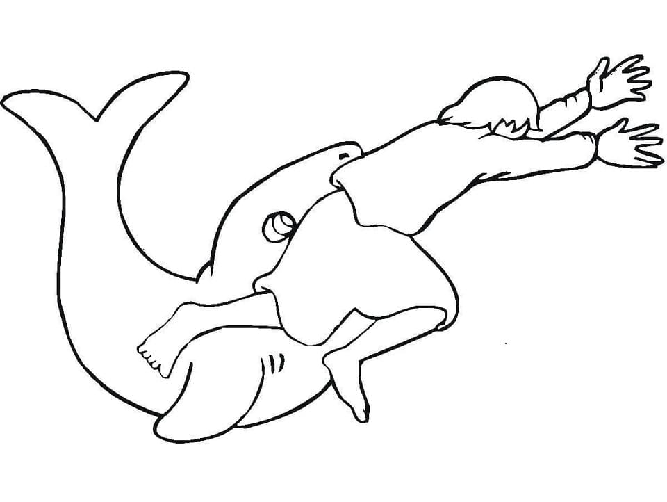 Desenho de Jonas e a Baleia Bíblico para Colorir Download