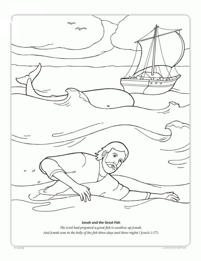 Desenho de Jonas e a Baleia Profeta na Bíblia para Imprimir Download