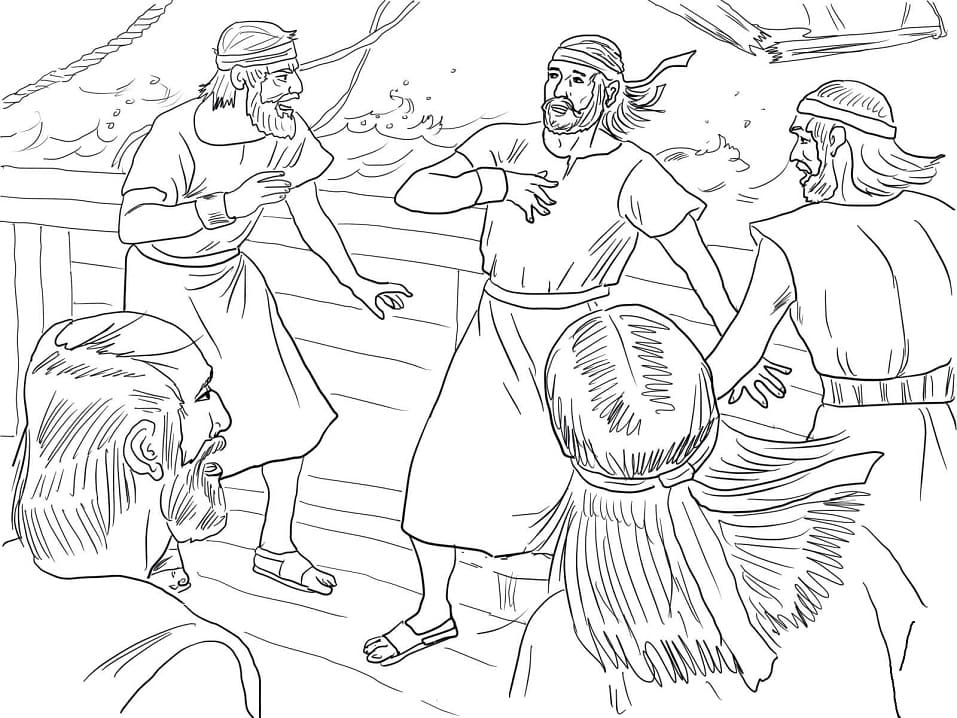 Desenho de Jonas e a Baleia Profeta para Colorir Imprimivel Download