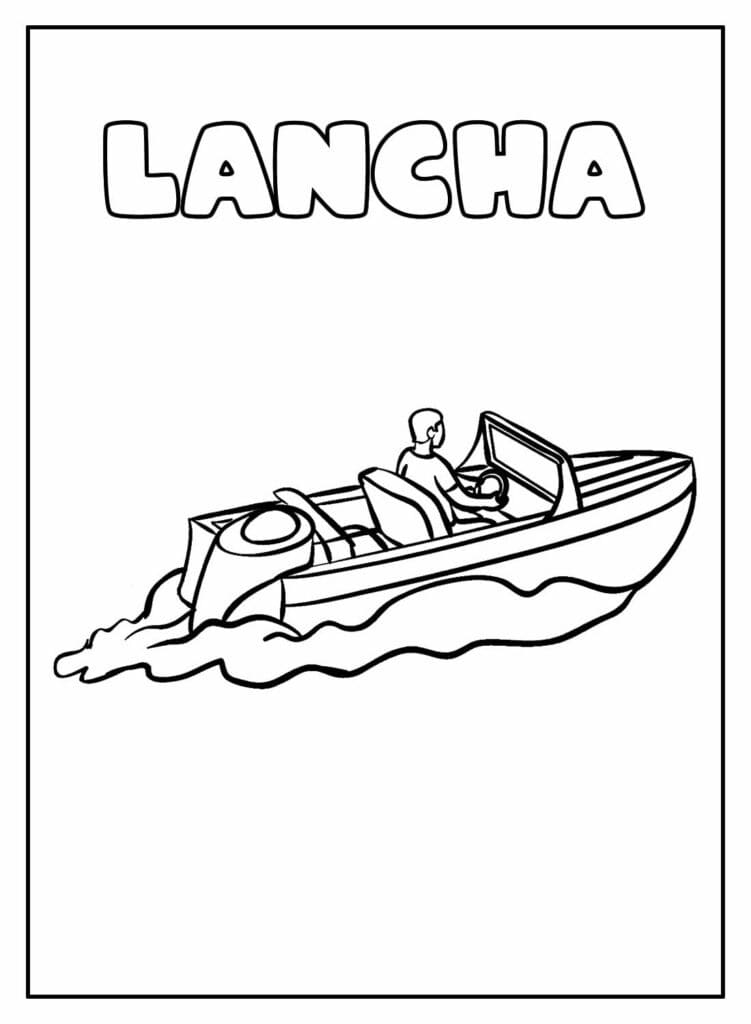 Desenho de Lanchá no Rio para Colorir