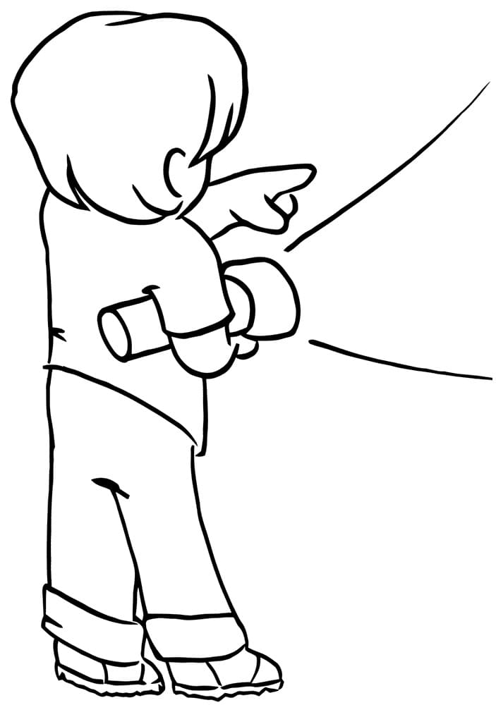 Desenho de Menino com Lanterna para Colorir