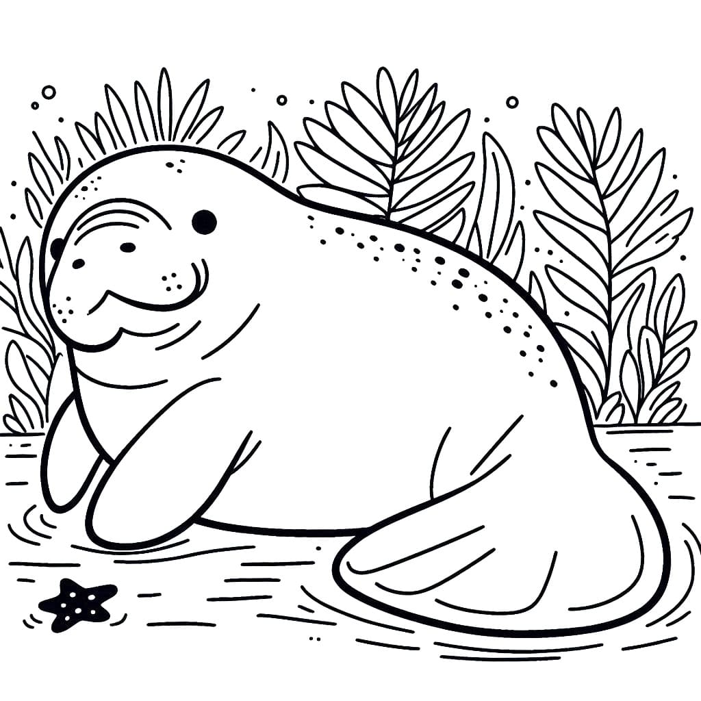 Desenho de Peixe Boi para Crianças de 5 Anos para Colorir