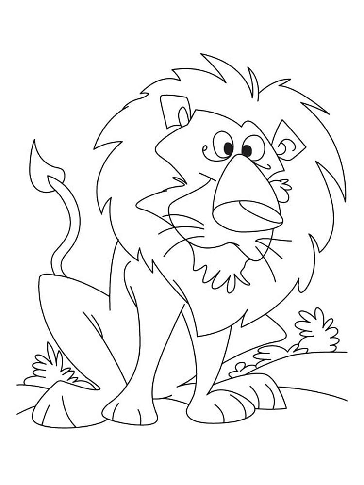 Desenho de um Leão Sorridente para Colorir