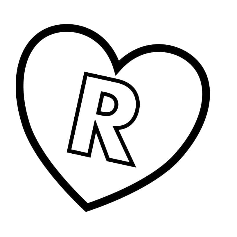 Desenho De Letra R No Coracao Para Colorir