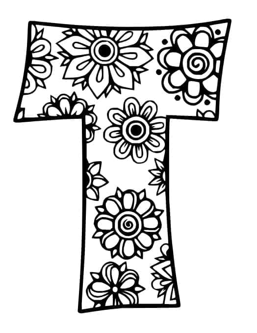 Desenho De Linda Letra T Para Colorir