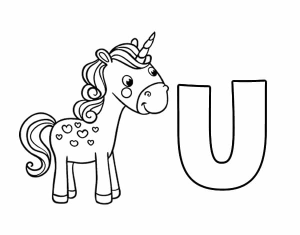Desenho De Letra U E Para Unicornio Para Colorir