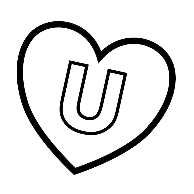 Desenho De Letra U No Coracao Para Colorir