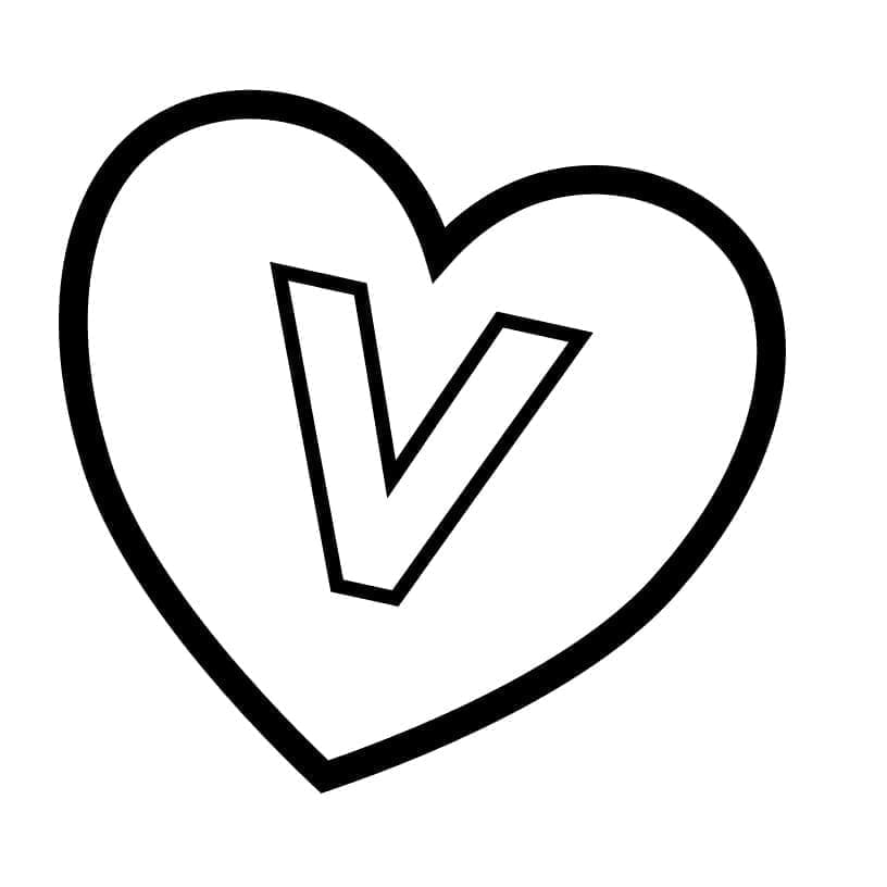Desenho De Letra V No Coracao Para Colorir