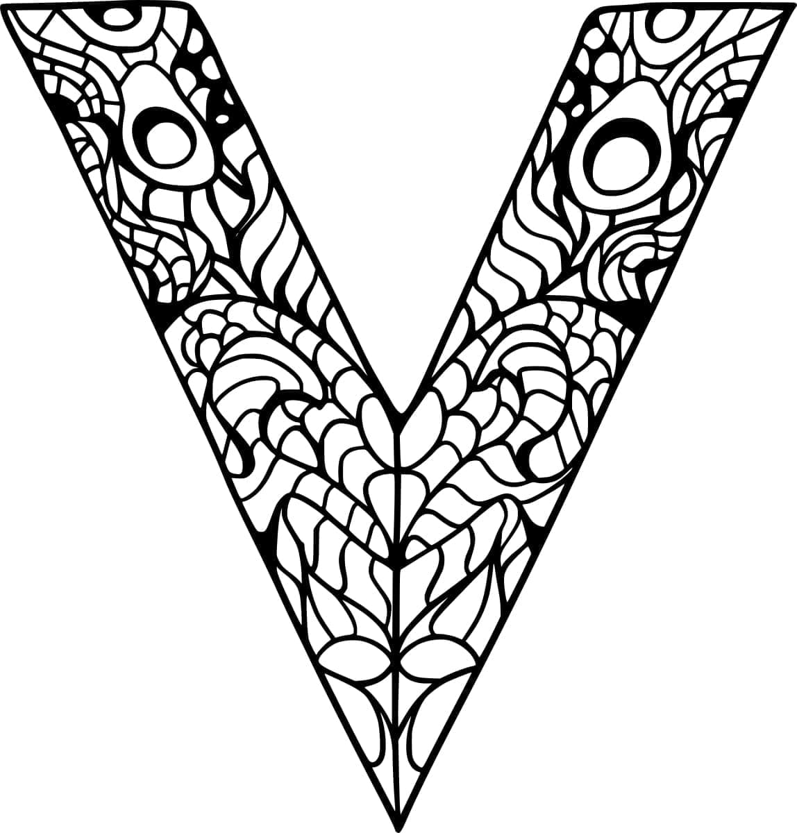 Desenho De Maravilhosa Letra V Para Colorir
