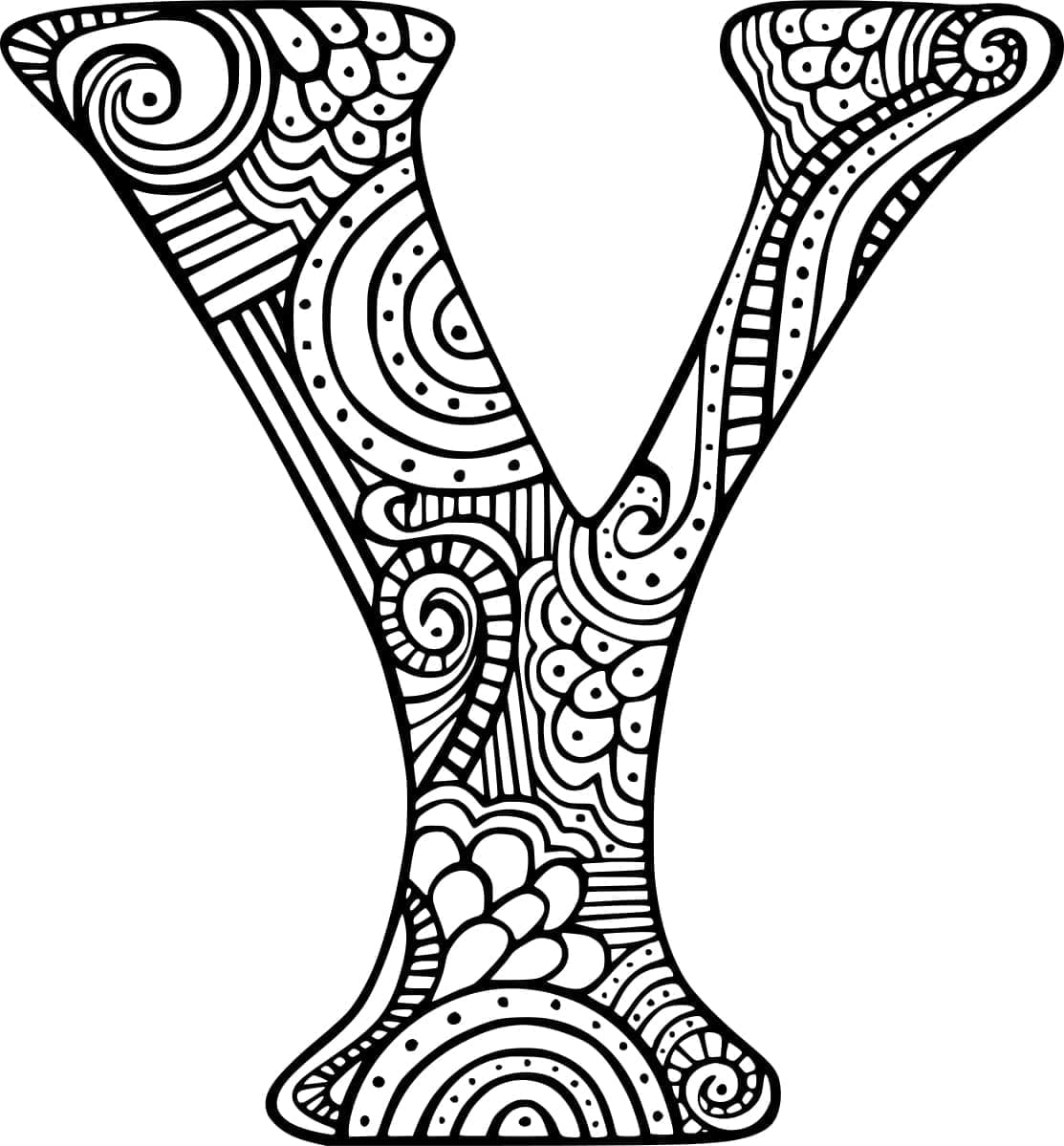 Desenho De Zentangle Letra Y Para Colorir
