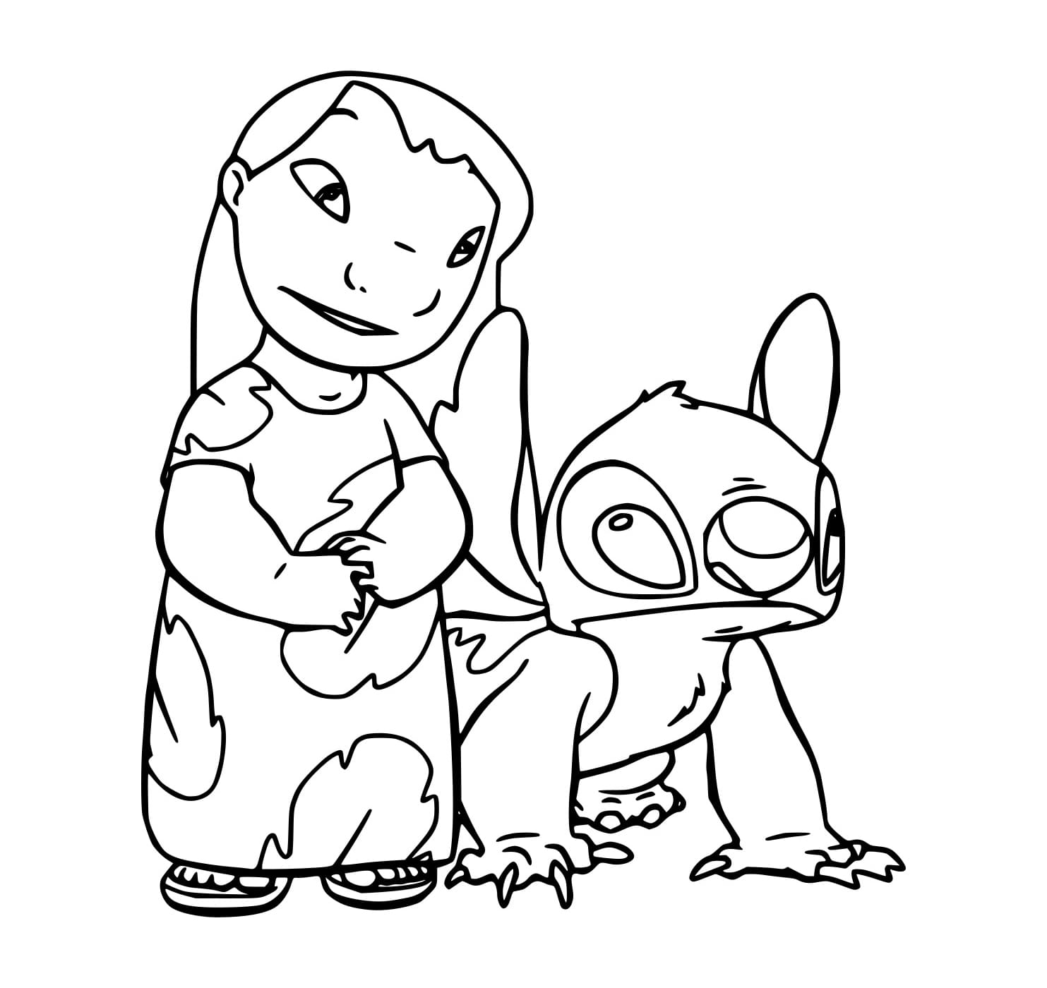 Desenho de Lilo e Stitch Simples para Colorir