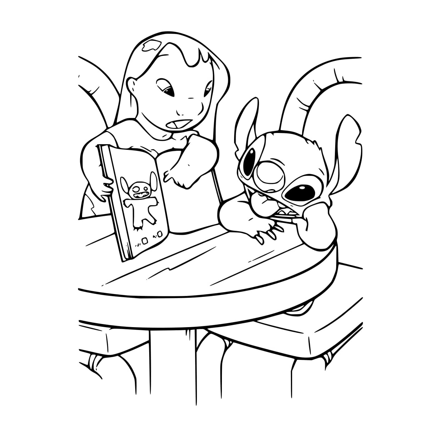Desenho de Lilo Falá com Stitch para Colorir