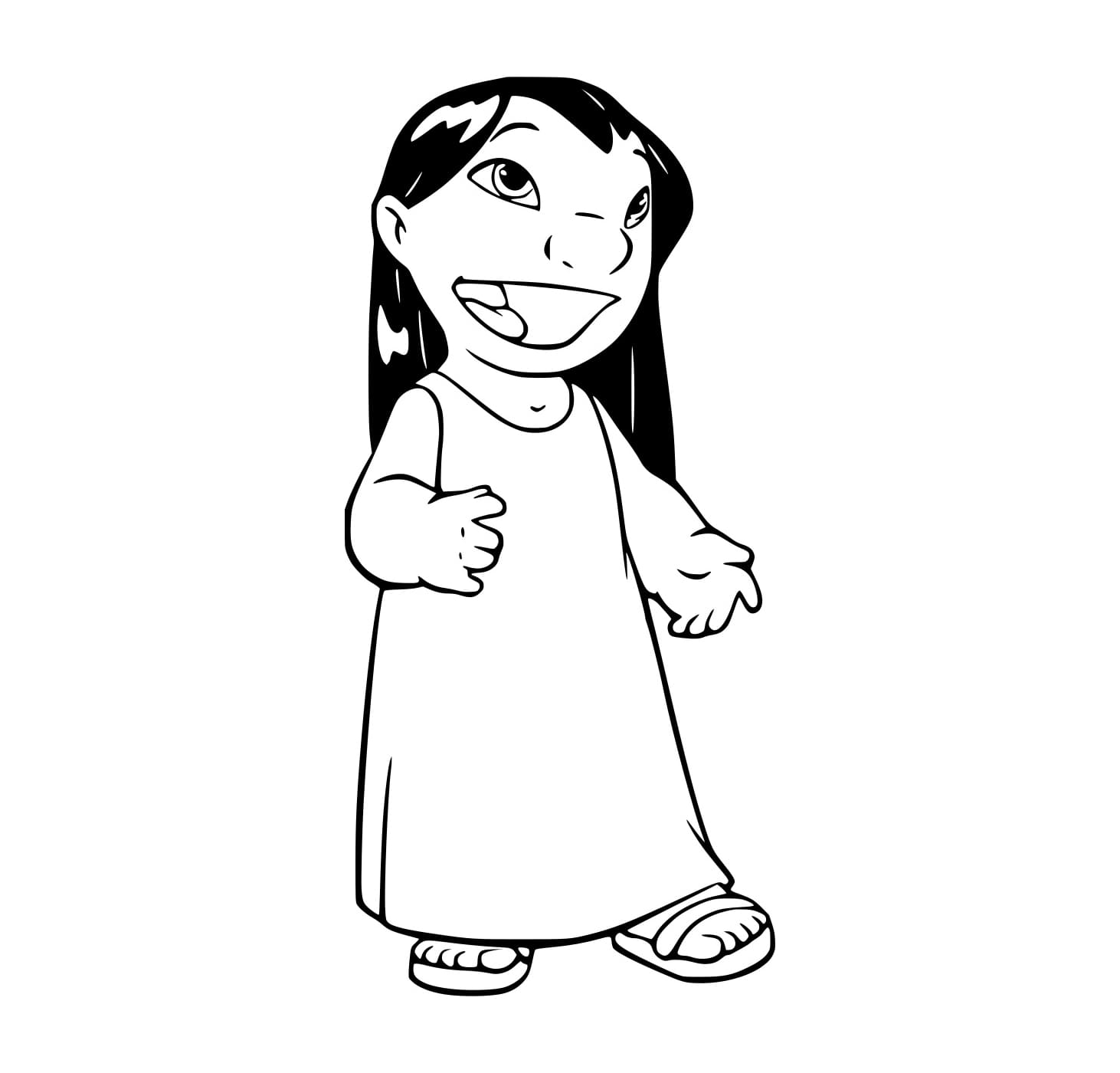 Desenho de Lilo Falando Alto para Colorir