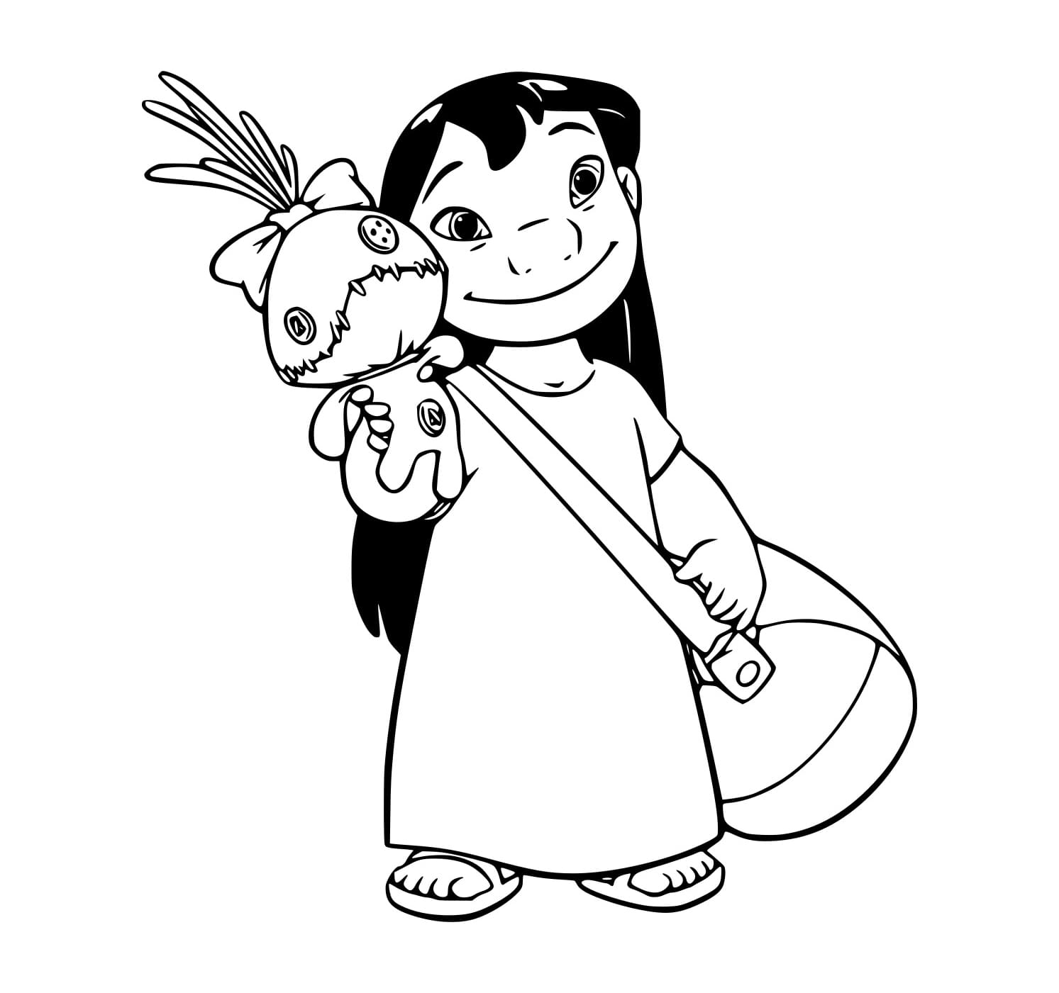 Desenho de Lilo Segurá Suá Boneca para Colorir
