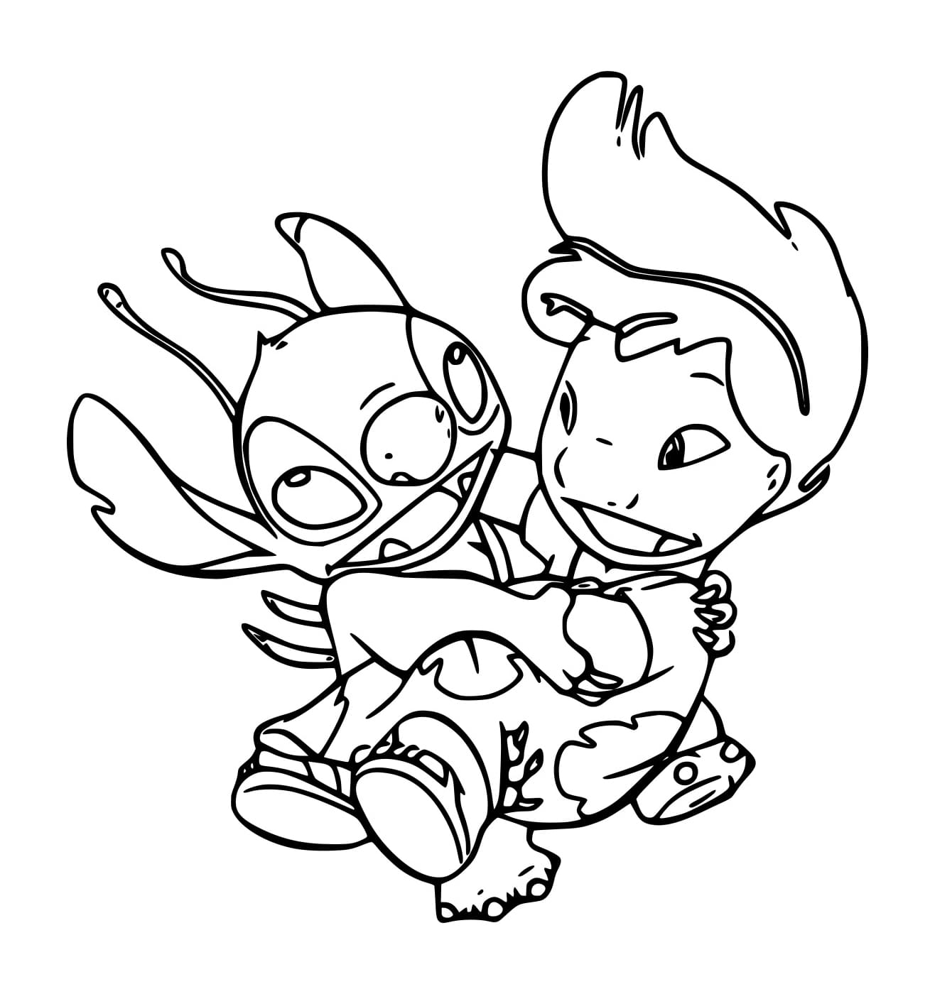 Desenho de Stitch Segurá Lilo para Colorir