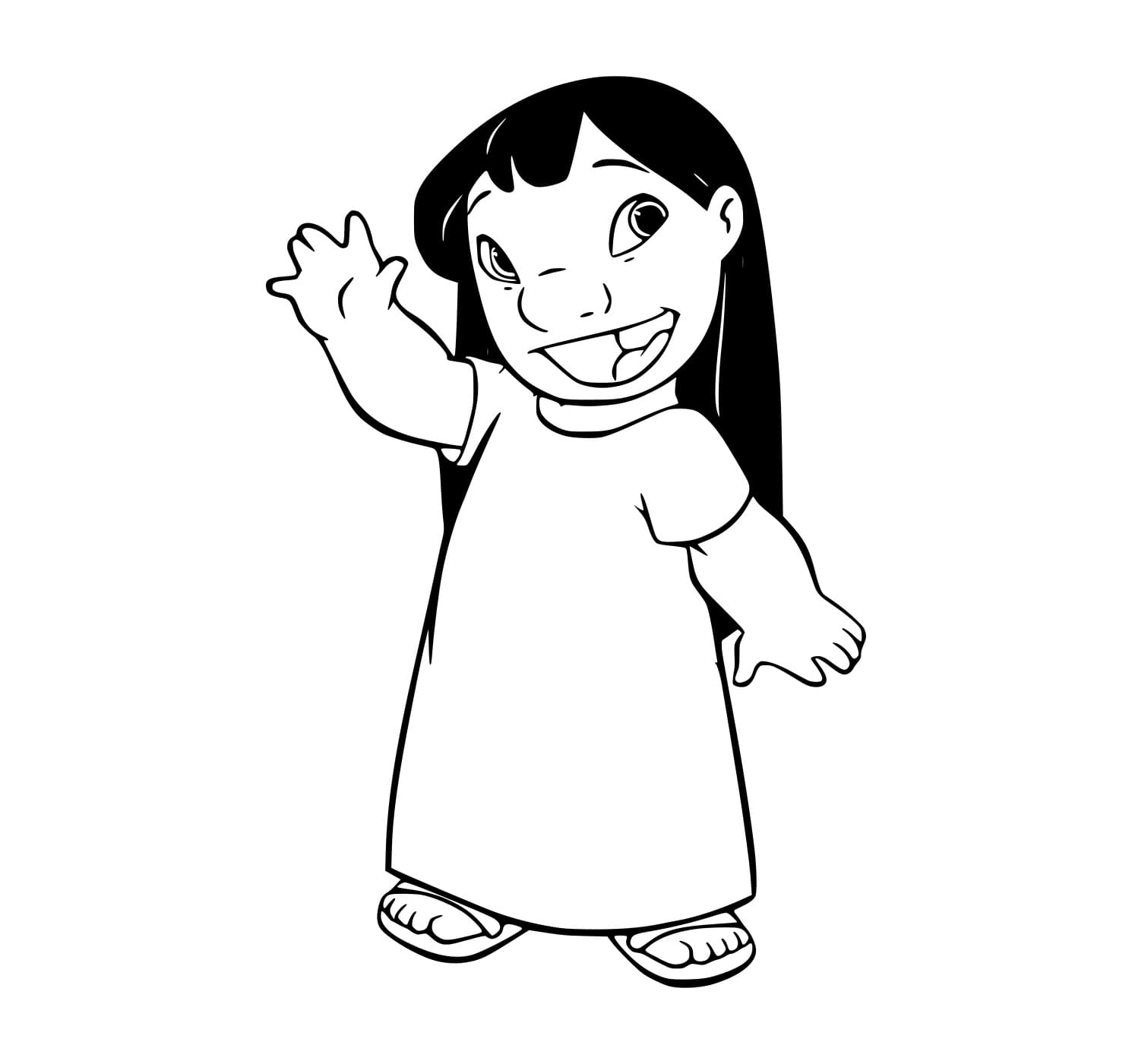 Desenho de Lilo Acenando com a Mão para Colorir