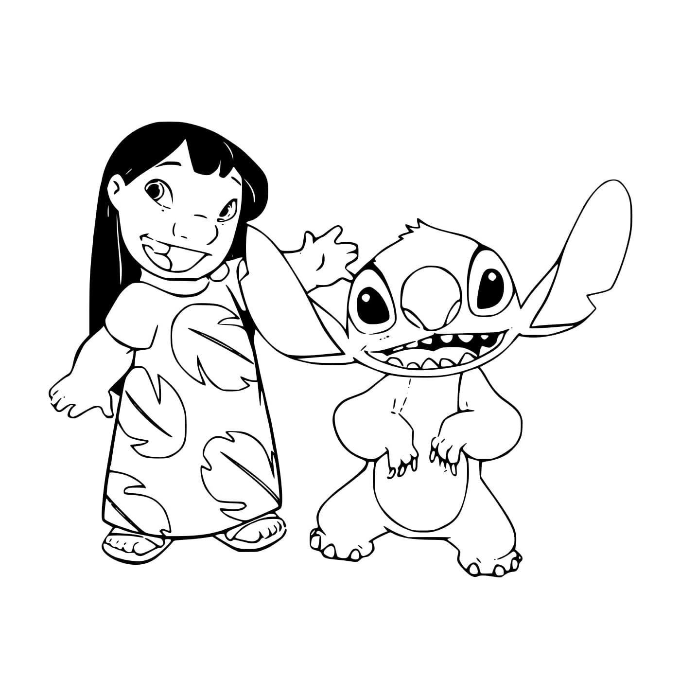 Desenho de Lilo Dançando com Stitch para Colorir