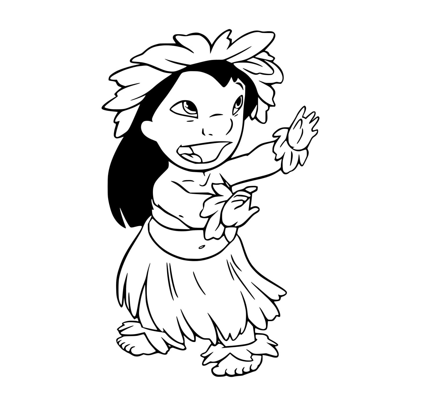 Desenho de Lilo Dançando o Hula para Colorir