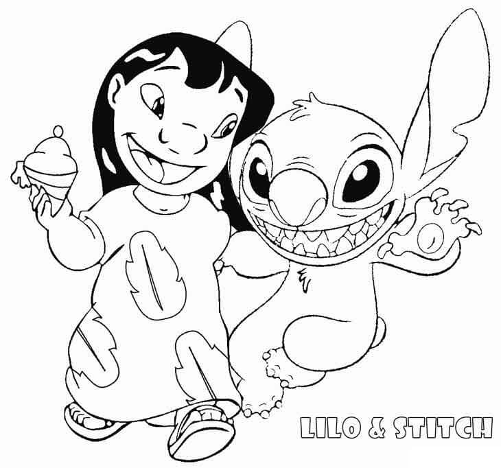Desenho do Filme Lilo e Stitch para Colorir em Pdf Grátis