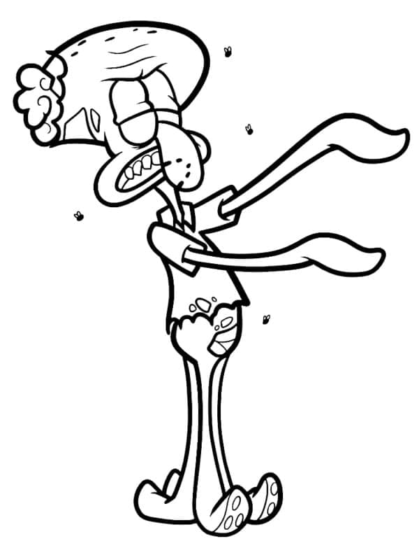 Desenho de Lula Molusco Zombie para Colorir