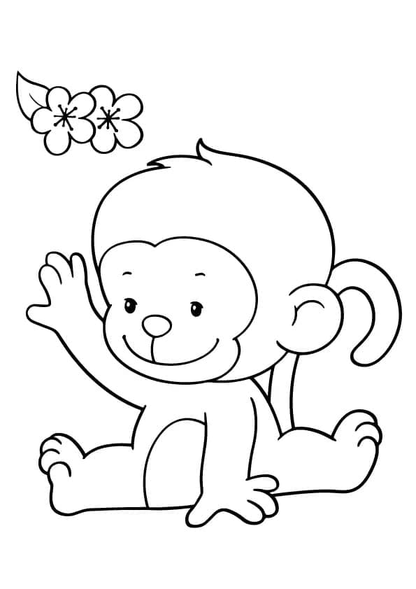 Desenho de Macaco Adorável para Colorir