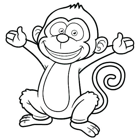Desenho de Macaco de Desenho Animado para Colorir com Giz de Cera