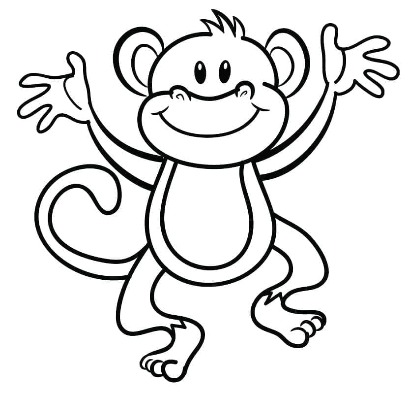 Desenho de Macaco Feliz para Colorir